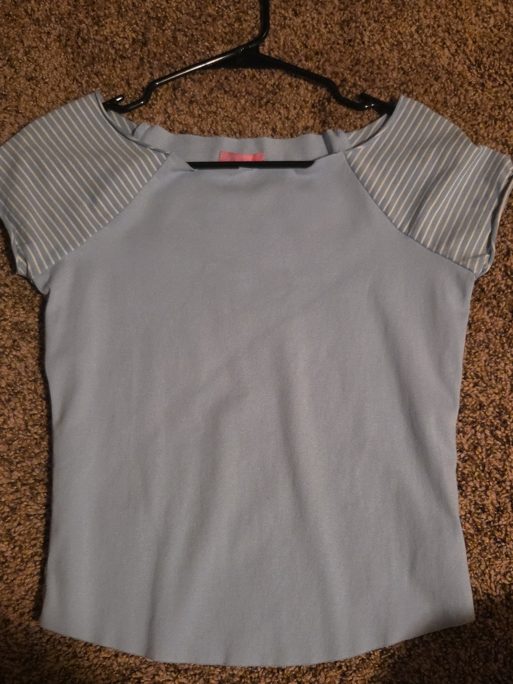 Edikted Light Blue Short Sleeve Tee with Striped Shoulder Panels